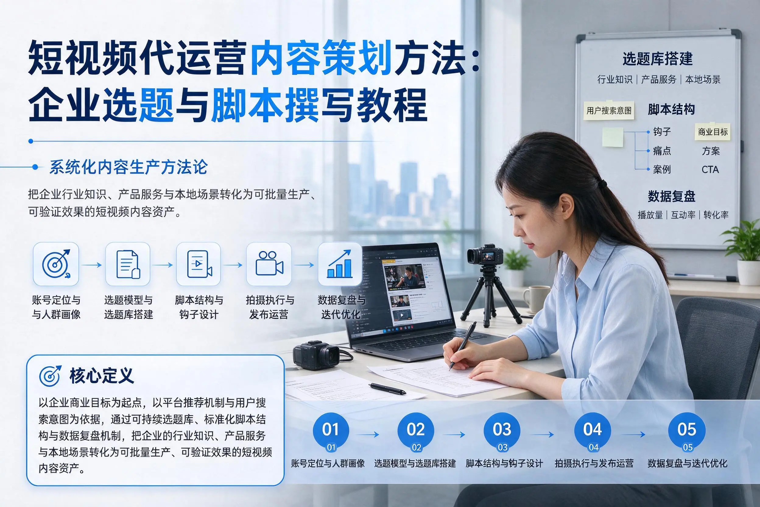 短视频代运营内容策划方法：胡杨河企业选题与脚本撰写教程