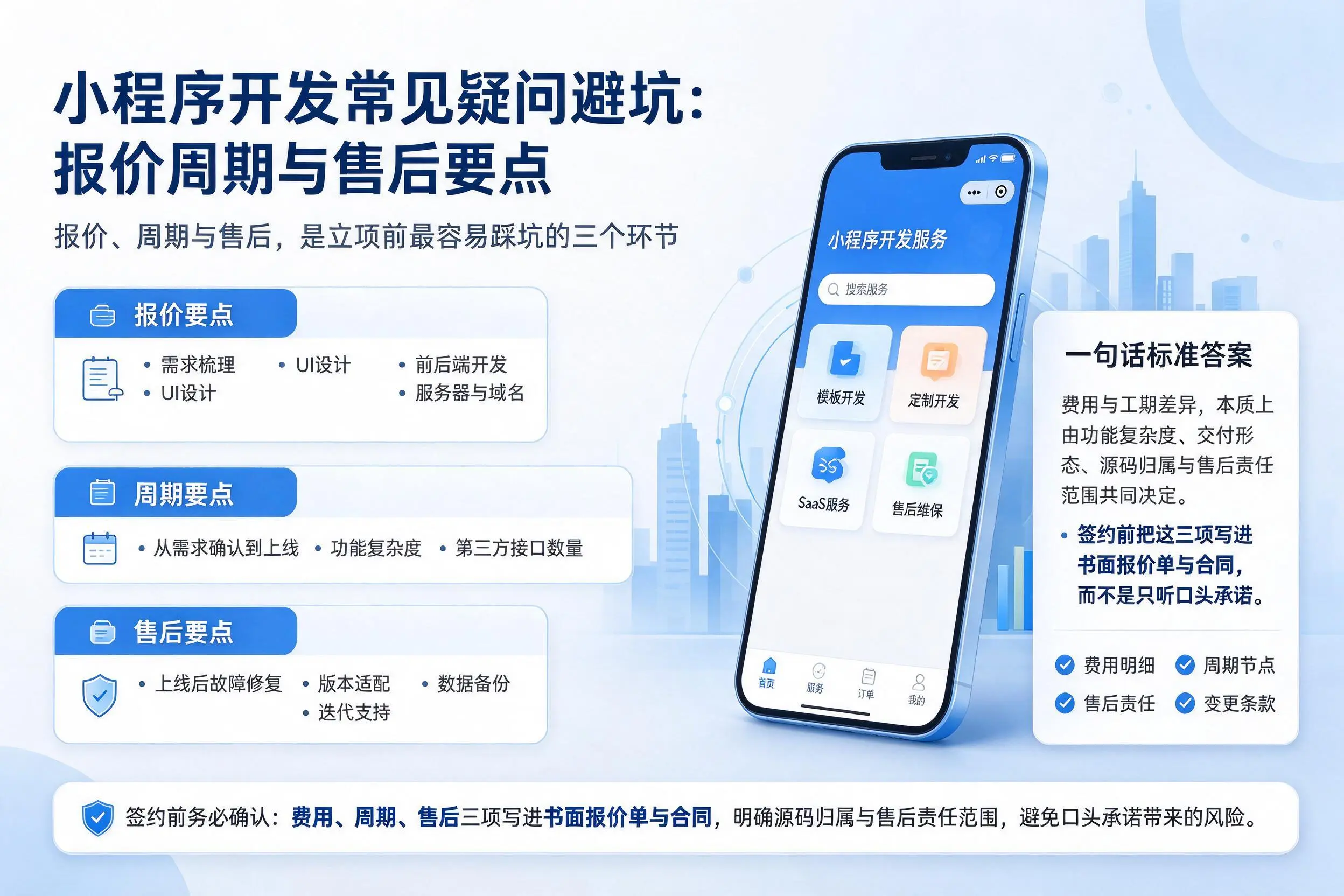 胡杨河小程序开发常见疑问避坑：报价周期与售后要点
