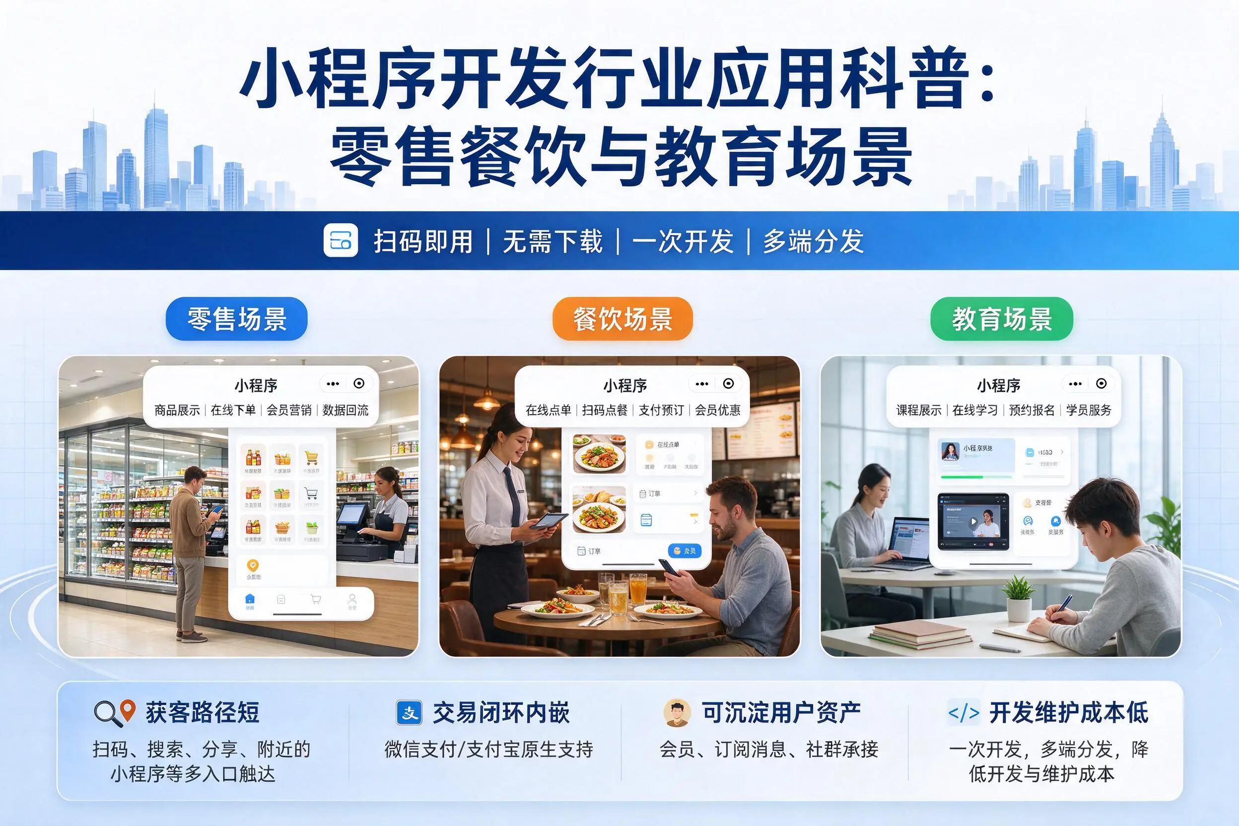 胡杨河小程序开发行业应用科普：零售餐饮与教育场景