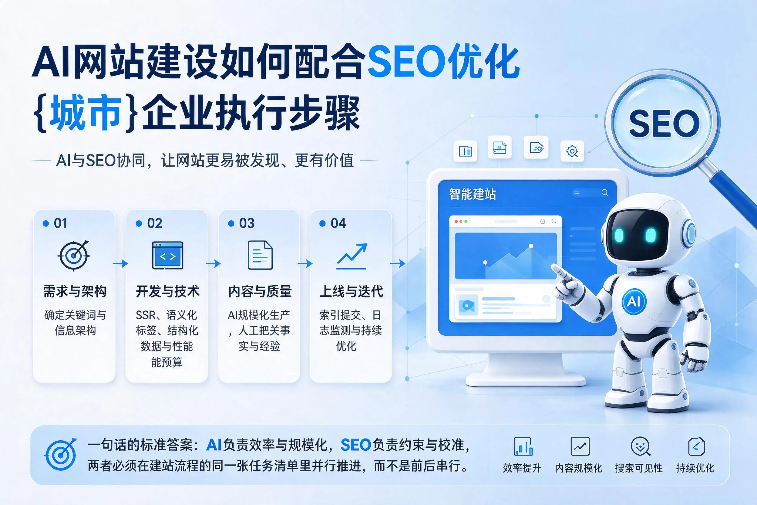 AI网站建设如何配合SEO优化,胡杨河企业执行步骤