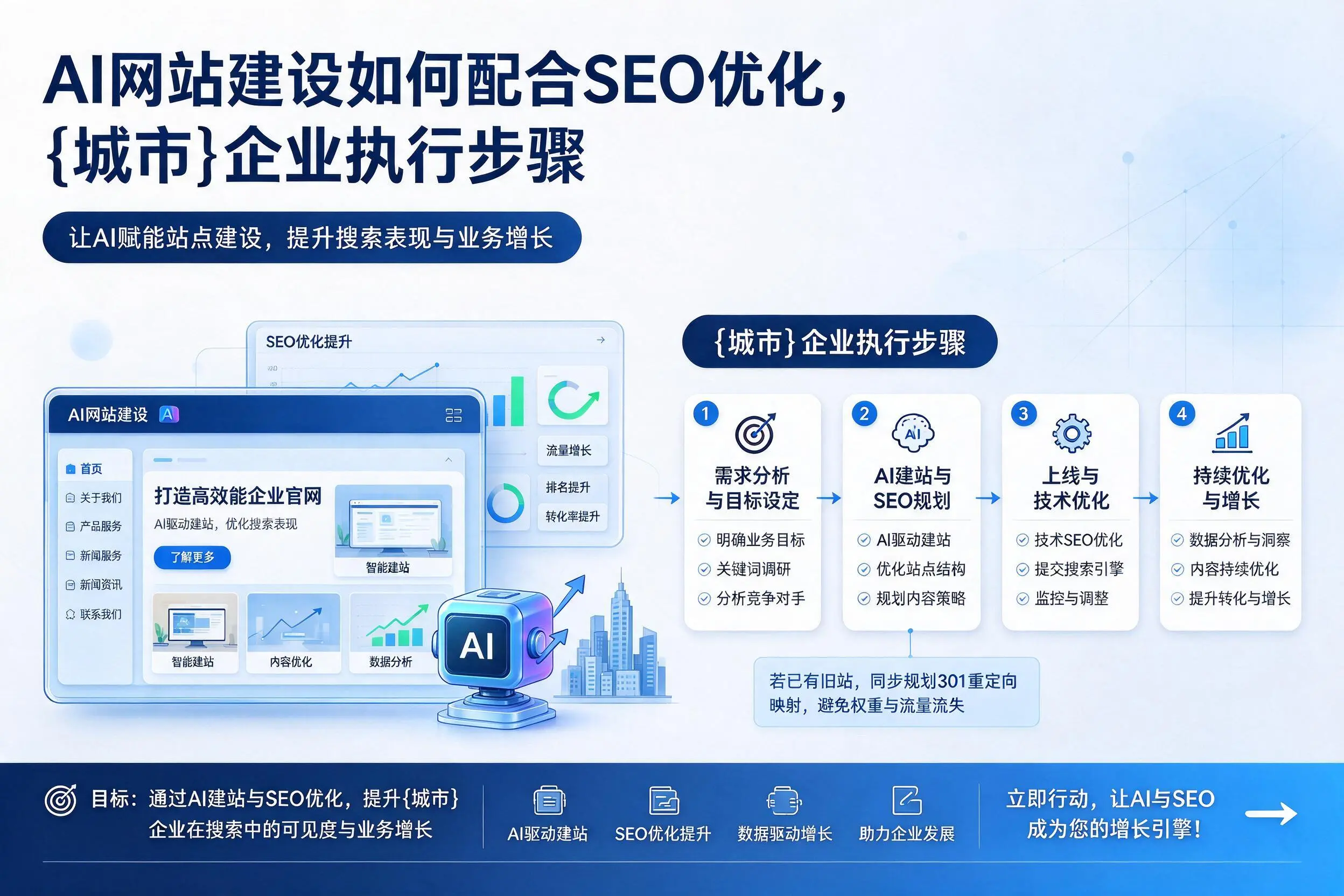 AI网站建设如何配合SEO优化,胡杨河企业执行步骤