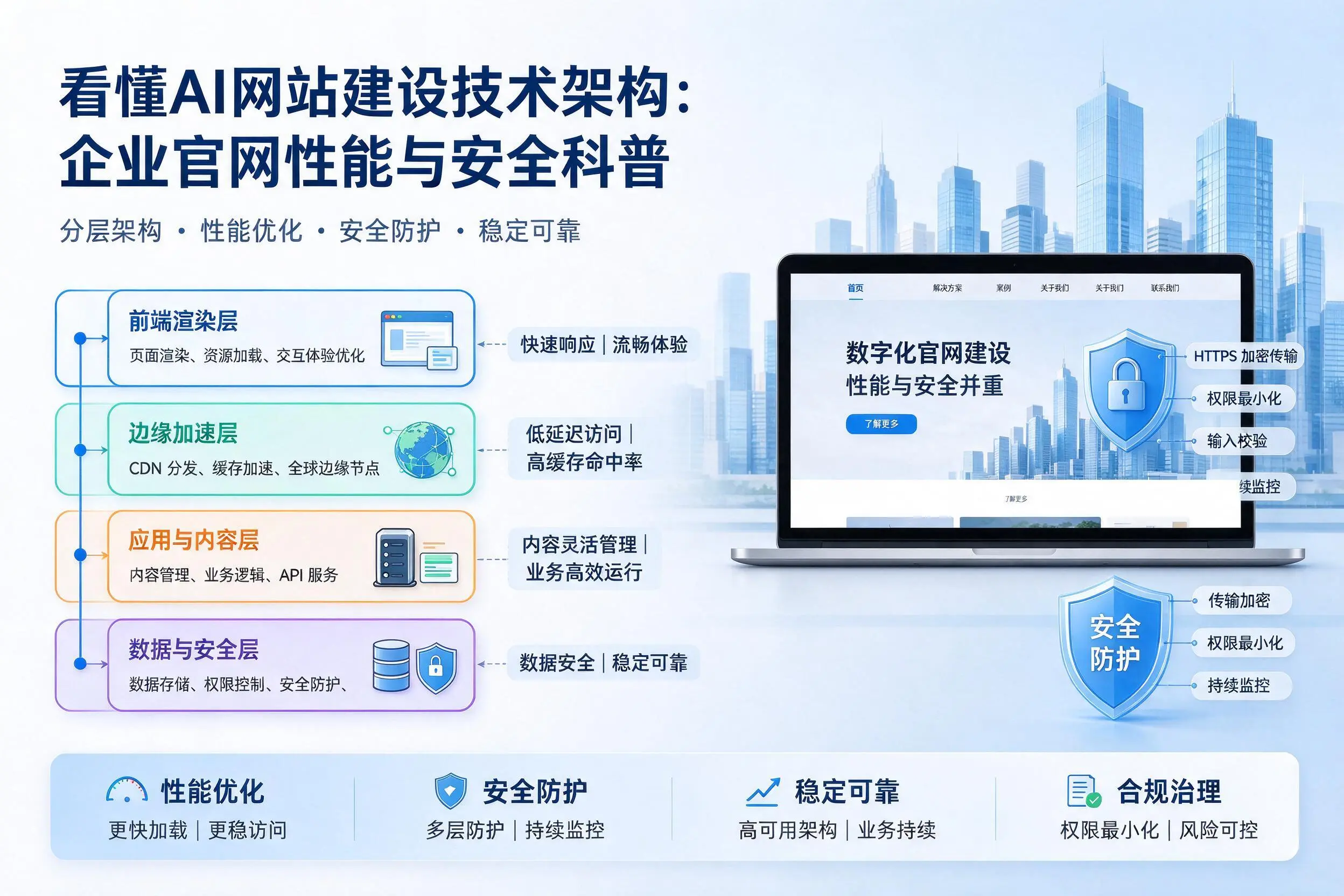 看懂AI网站建设技术架构：胡杨河企业官网性能与安全科普