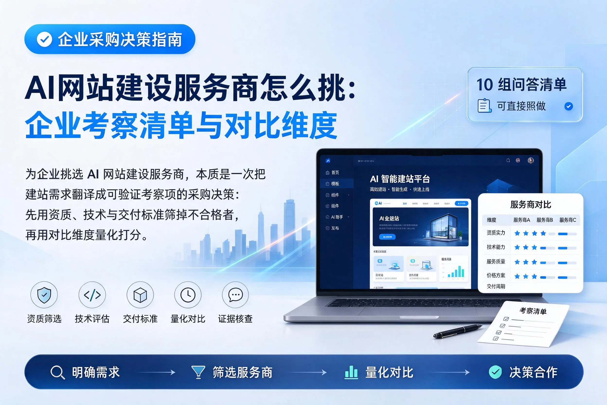 AI网站建设服务商怎么挑:胡杨河企业考察清单与对比维度