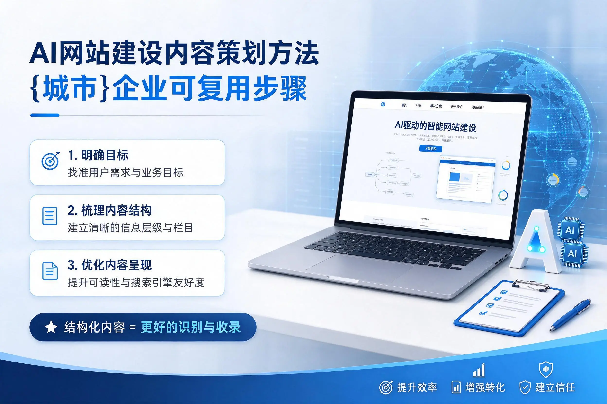 AI网站建设内容策划方法,胡杨河企业可复用步骤
